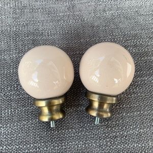 Beige Crackle Glass Replacement Finials Off White Round Ball Curtain Enbouts